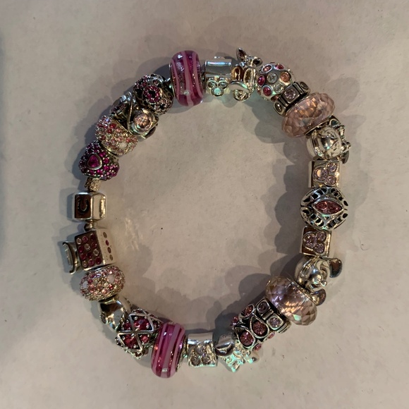 Chamilia 8 inch Silver Charm Bracelet with 25 charms - Picture 1 of 3